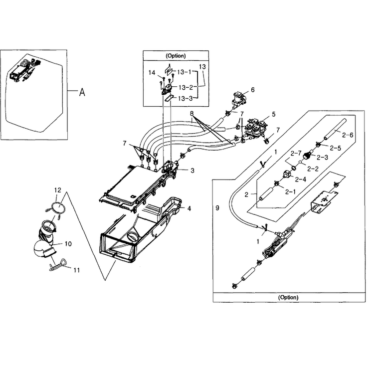 Housing Drawer Diagram and Parts List for WF419AAW XAA-0004 Samsung Washer