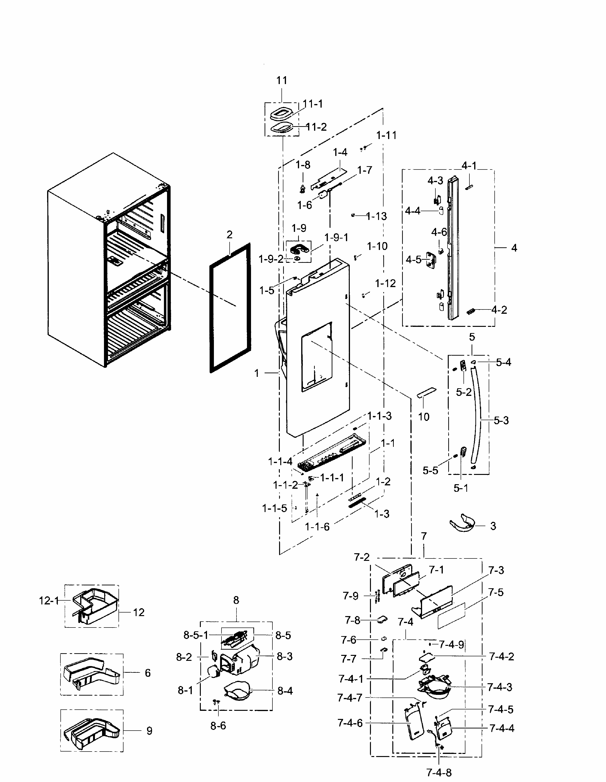 Left Door Diagram and Parts List for RF31FMEDBBC AA-0006 Samsung Refrigerator
