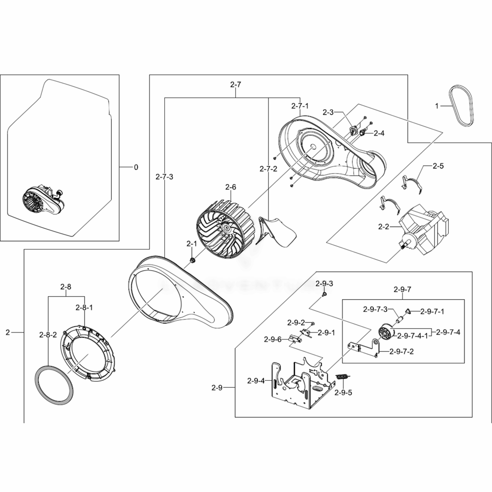 Assembly Motor Diagram and Parts List for DV5451AEW (XAC)(0003) Samsung Dryer