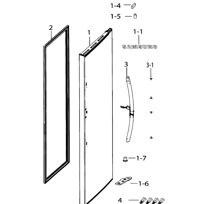 Right Door Out Diagram and Parts List for RH25H5611BC AA-01 Samsung Refrigerator