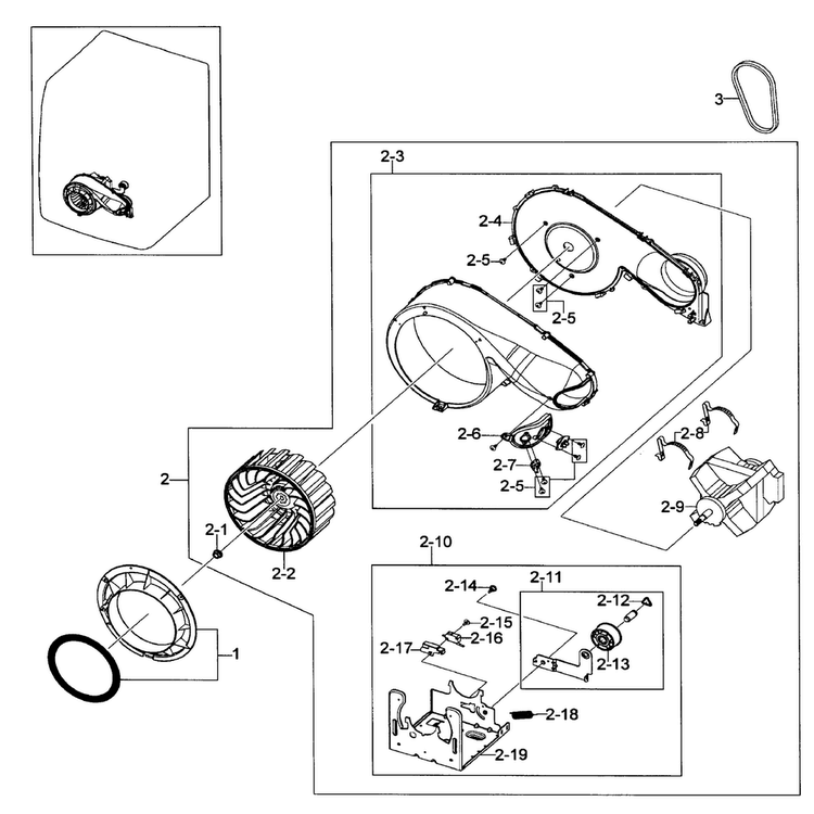 Motor Assy Diagram and Parts List for DV419AEU XAA-0001 Samsung Dryer