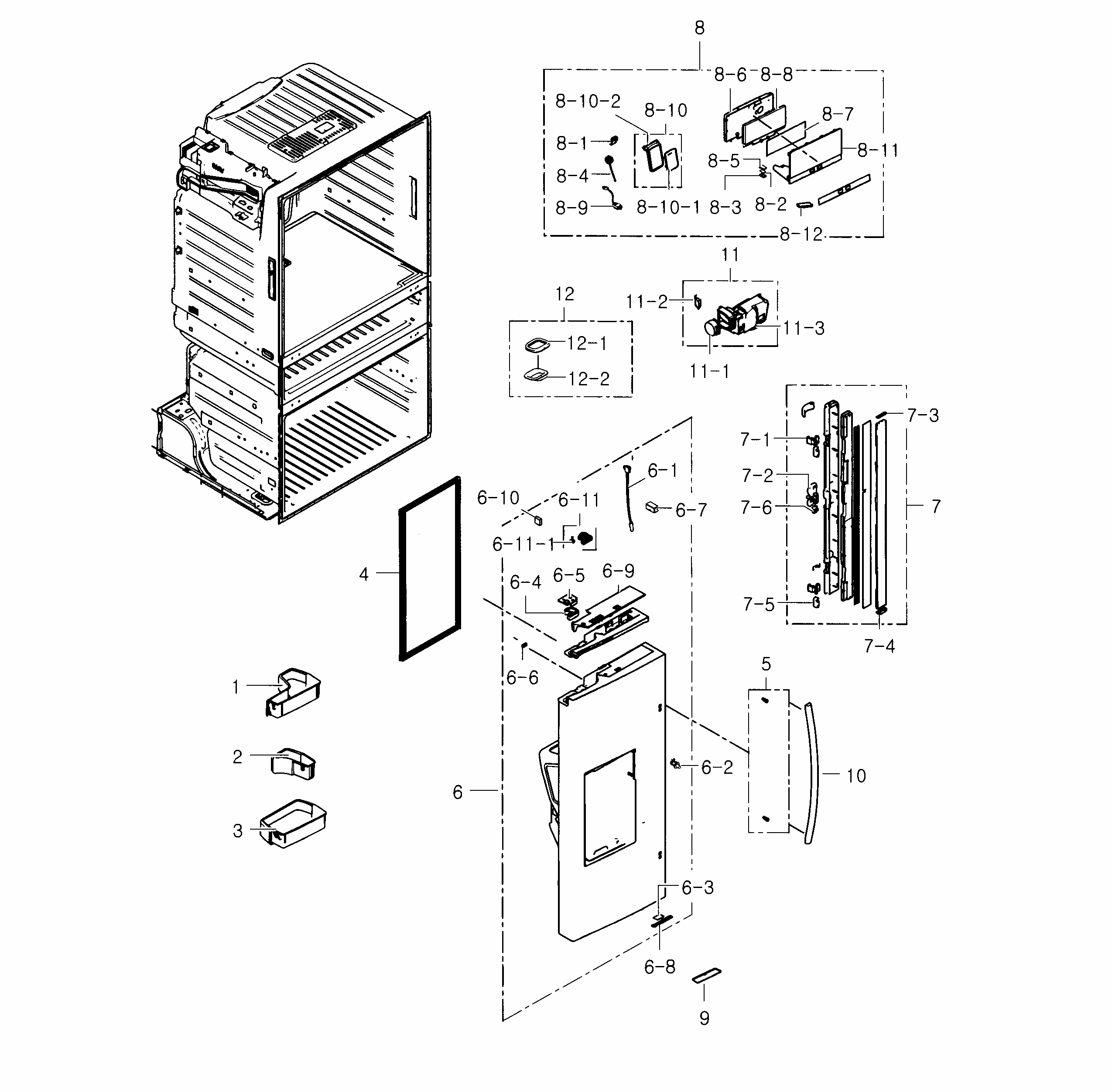 Refrigerator Door L Diagram and Parts List for RF25HMEDBBC AA-0001 Samsung Refrigerator