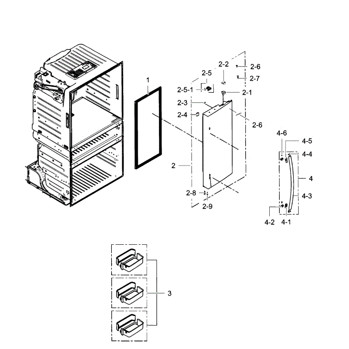 Right Door Diagram and Parts List for RF28HMEDBBC AA-08 Samsung Refrigerator