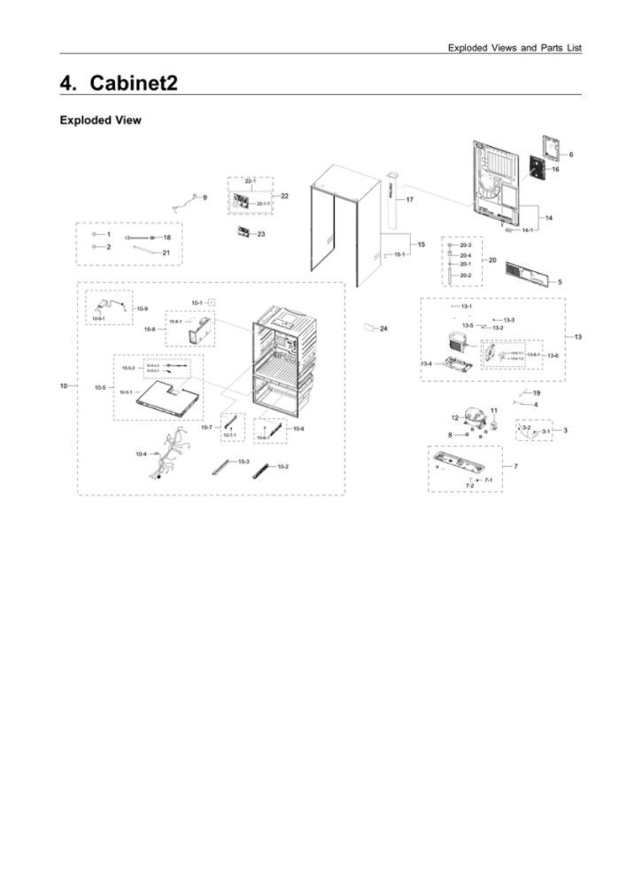 Cabinet 2 Diagram and Parts List for RF28R7201SR AA-00 Samsung Refrigerator