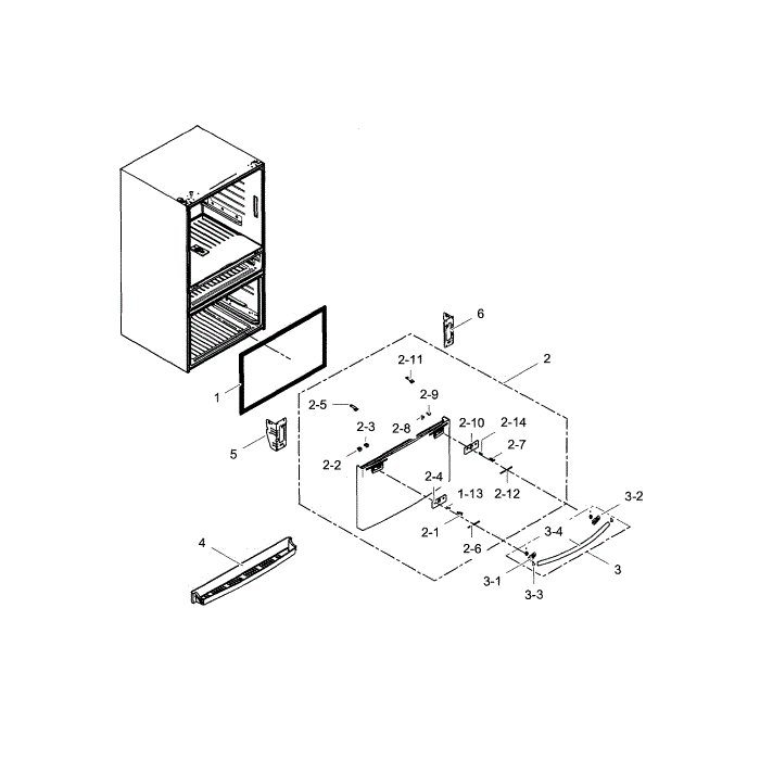 Door-Freezer Diagram and Parts List for RF28HMEDBSR AA-01 Samsung Refrigerator