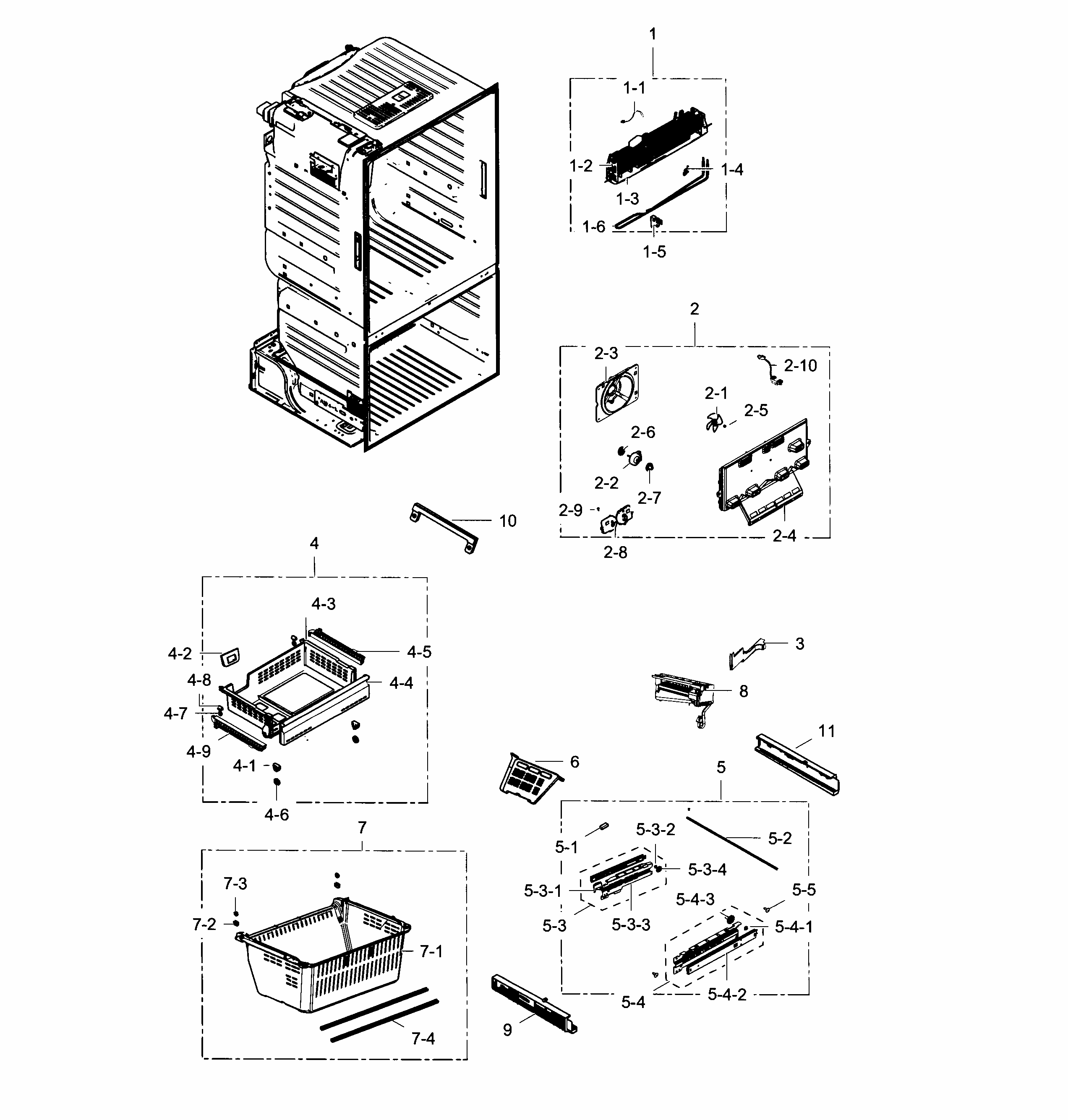 Freezer Diagram and Parts List for RF28HDEDBSR AA-0002 Samsung Refrigerator