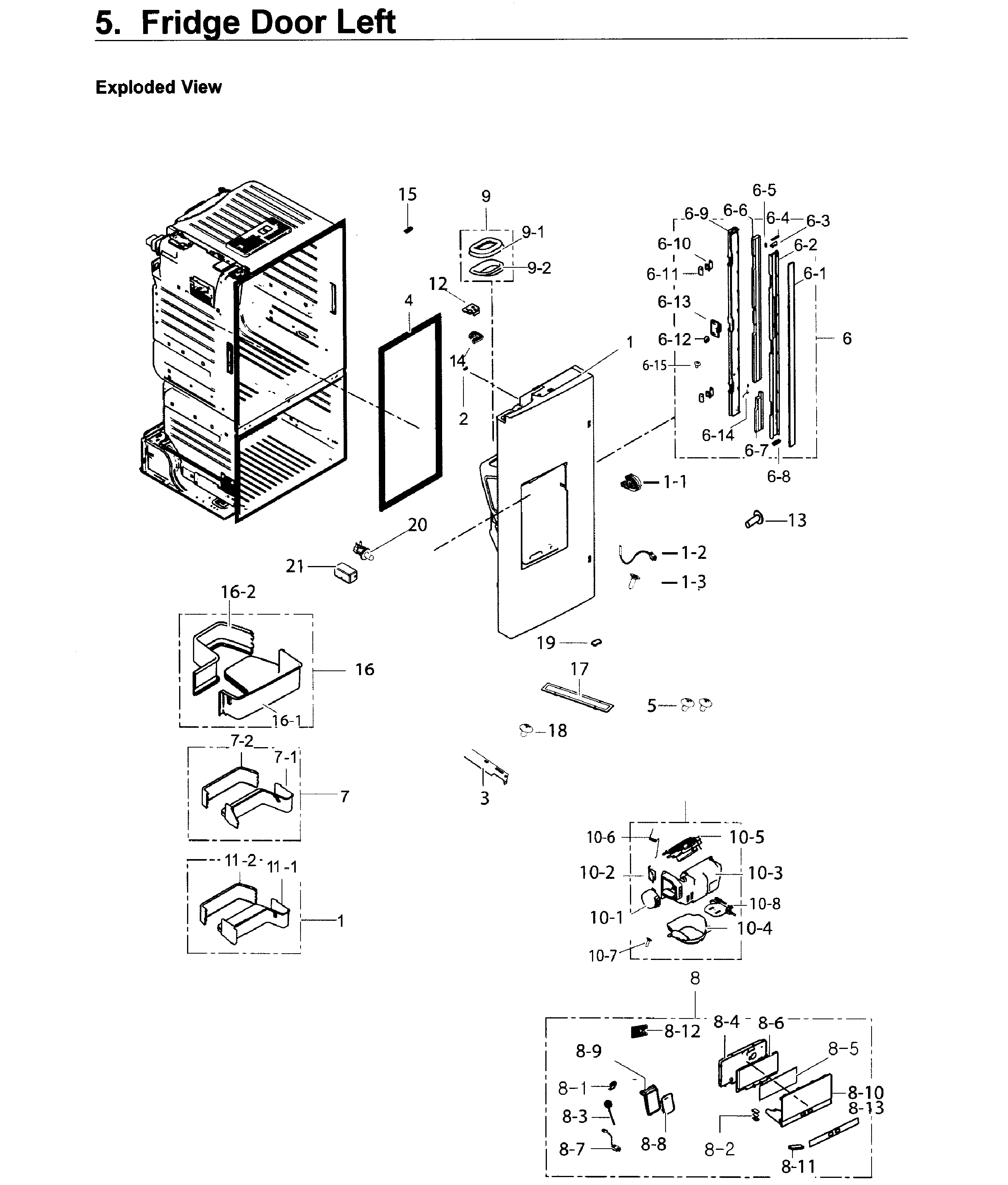 Fridge Door L Diagram and Parts List for RF26J7500BC AA-0000 Samsung Refrigerator