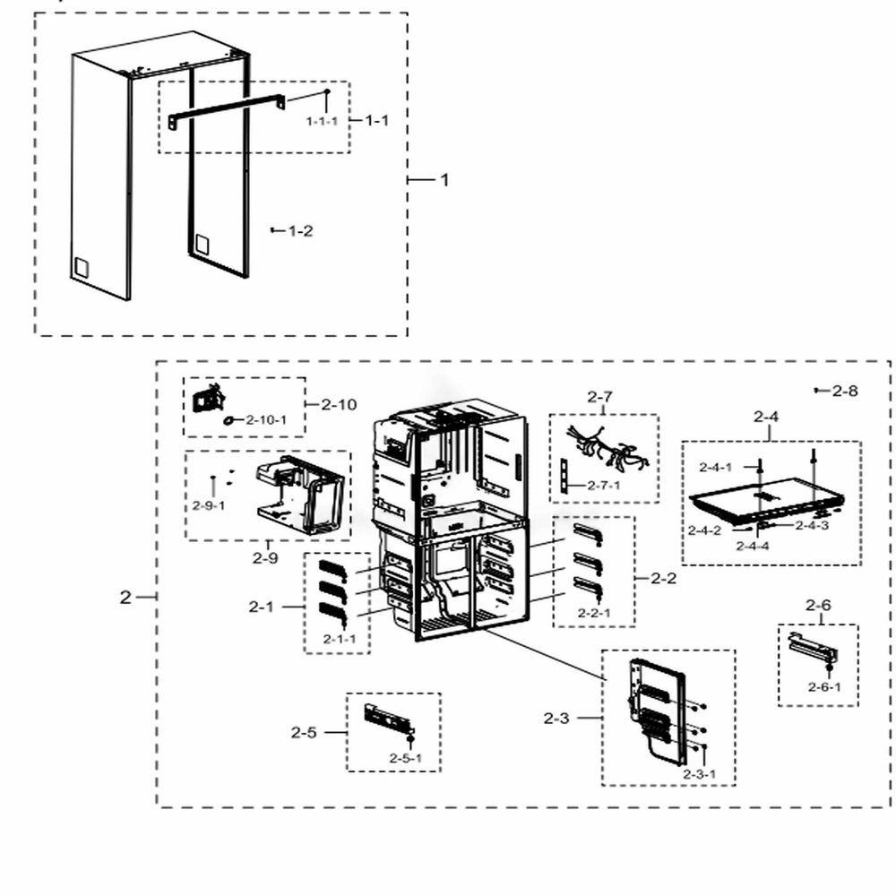 Cabinet 2 Diagram and Parts List for RF23J9011SG (AA)(0009) Samsung Refrigerator