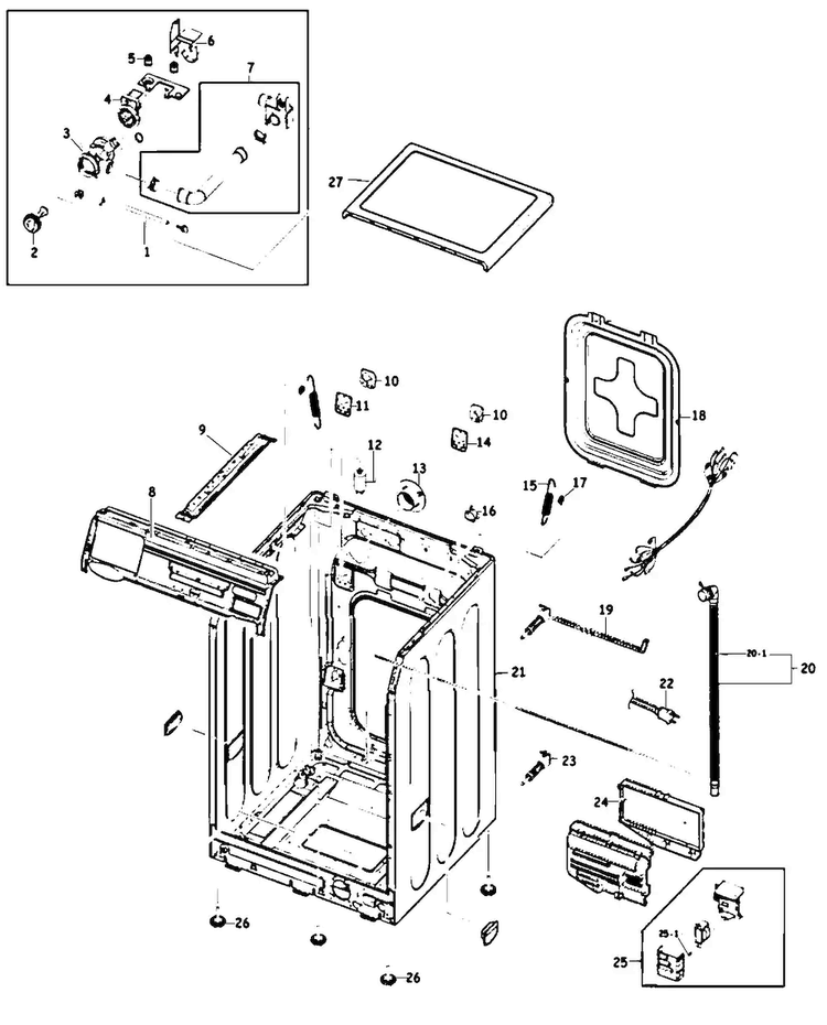 Cabinet Parts Diagram and Parts List for WF410ANR XAA Samsung Washer