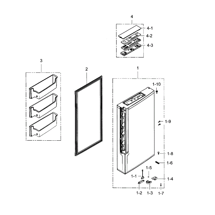 Freezer Door R Diagram and Parts List for RF24J9960S4 AA-01 Samsung Refrigerator