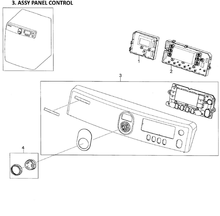 Control Panel Diagram and Parts List for DV448AGW XAA-0001 Samsung Dryer