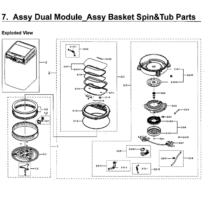 Basket Diagram and Parts List for WV55M9600AV A5-01 Samsung Washer