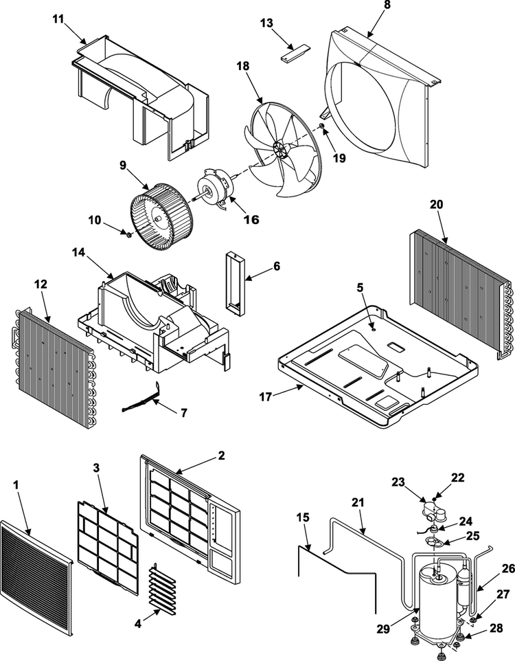 Chassis Assembly Diagram and Parts List for AW0690 XAA Samsung Air Conditioner