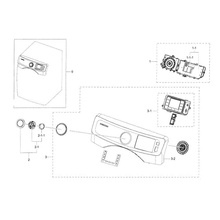 Control Panel Diagram and Parts List for DV42H5600EP A3-00 Samsung Dryer