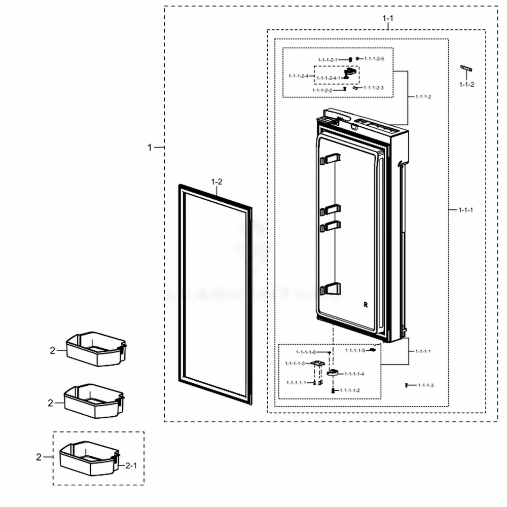 Fridge Door R Diagram and Parts List for RF28K9070SG (AA)(0005) Samsung Refrigerator