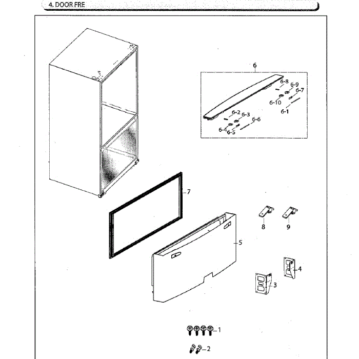 Freezer Door Diagram and Parts List for RF261BEAESG AA-02 Samsung Refrigerator