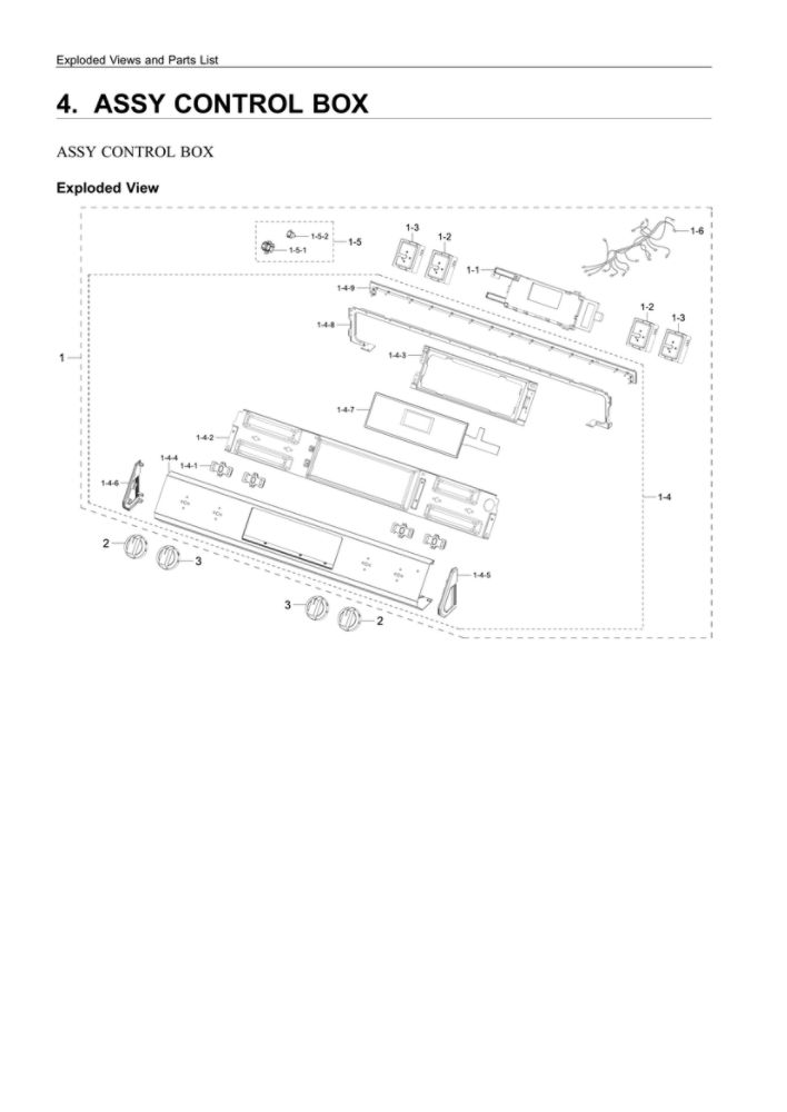 Control Box Assembly Diagram and Parts List for NE63T8311SS AA-04 Samsung Range