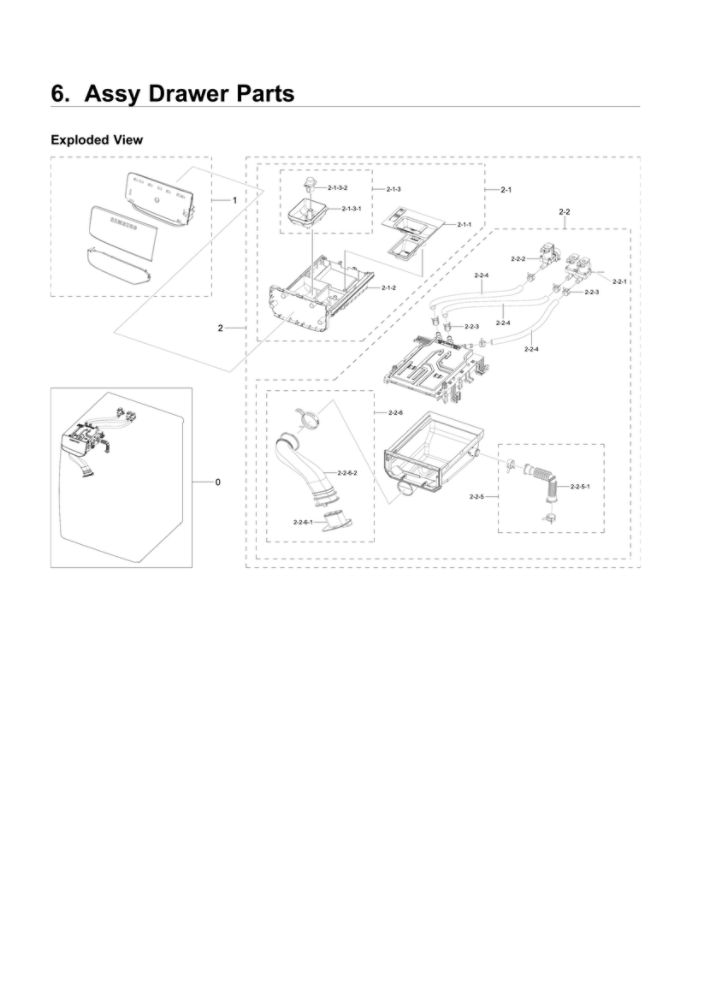Drawer Parts Assembly Diagram and Parts List for WF45T6200AW US-03 Samsung Washer