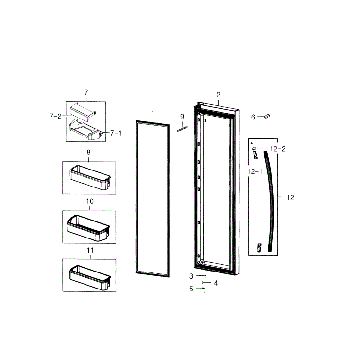 Refrigerator Door Diagram and Parts List for RS22HDHPNSR AA-00 Samsung Refrigerator