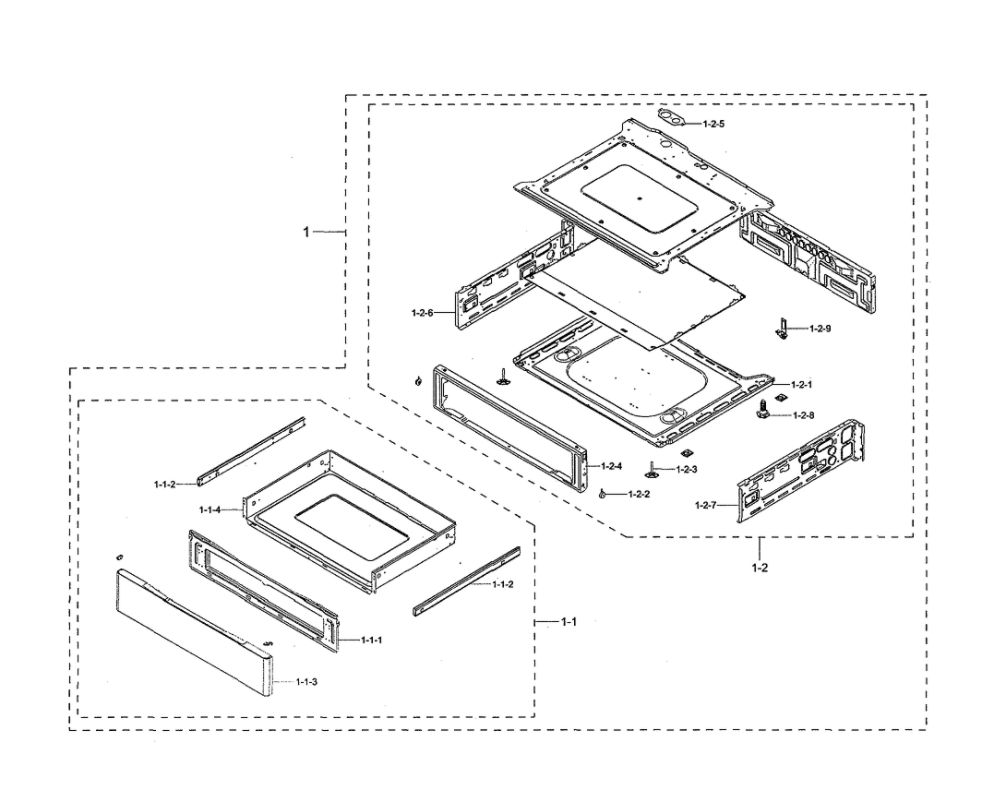 Drawer Assembly Diagram and Parts List for NE58R9431SG AA-00 Samsung Range