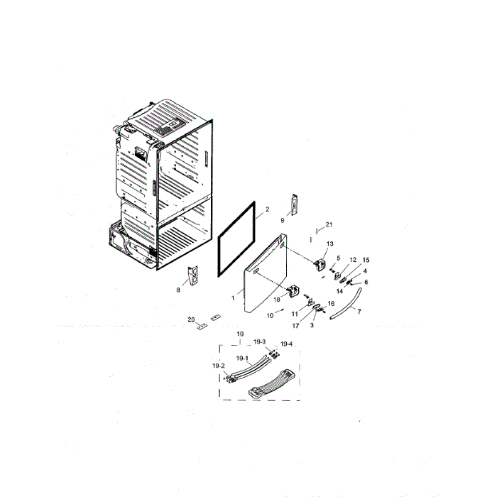 Freezer Door Diagram and Parts List for RF260BEAEWW AA-01 Samsung Refrigerator