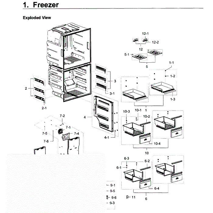 Freezer Diagram and Parts List for RF28K9580SR AA-00 Samsung Refrigerator