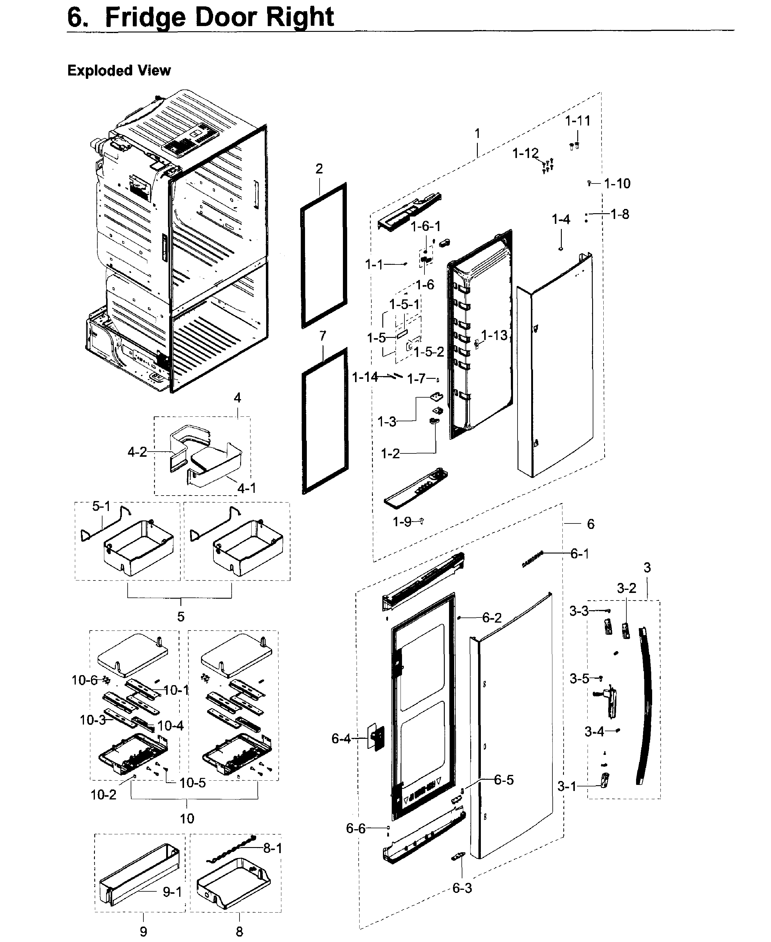 Fridge Door R Diagram and Parts List for RF28HDEDPBC AA-0005 Samsung Refrigerator