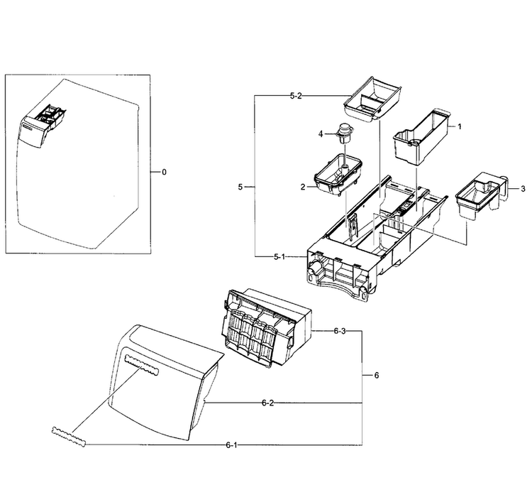 Drawer Diagram and Parts List for WF520ABW XAA-0003 Samsung Washer