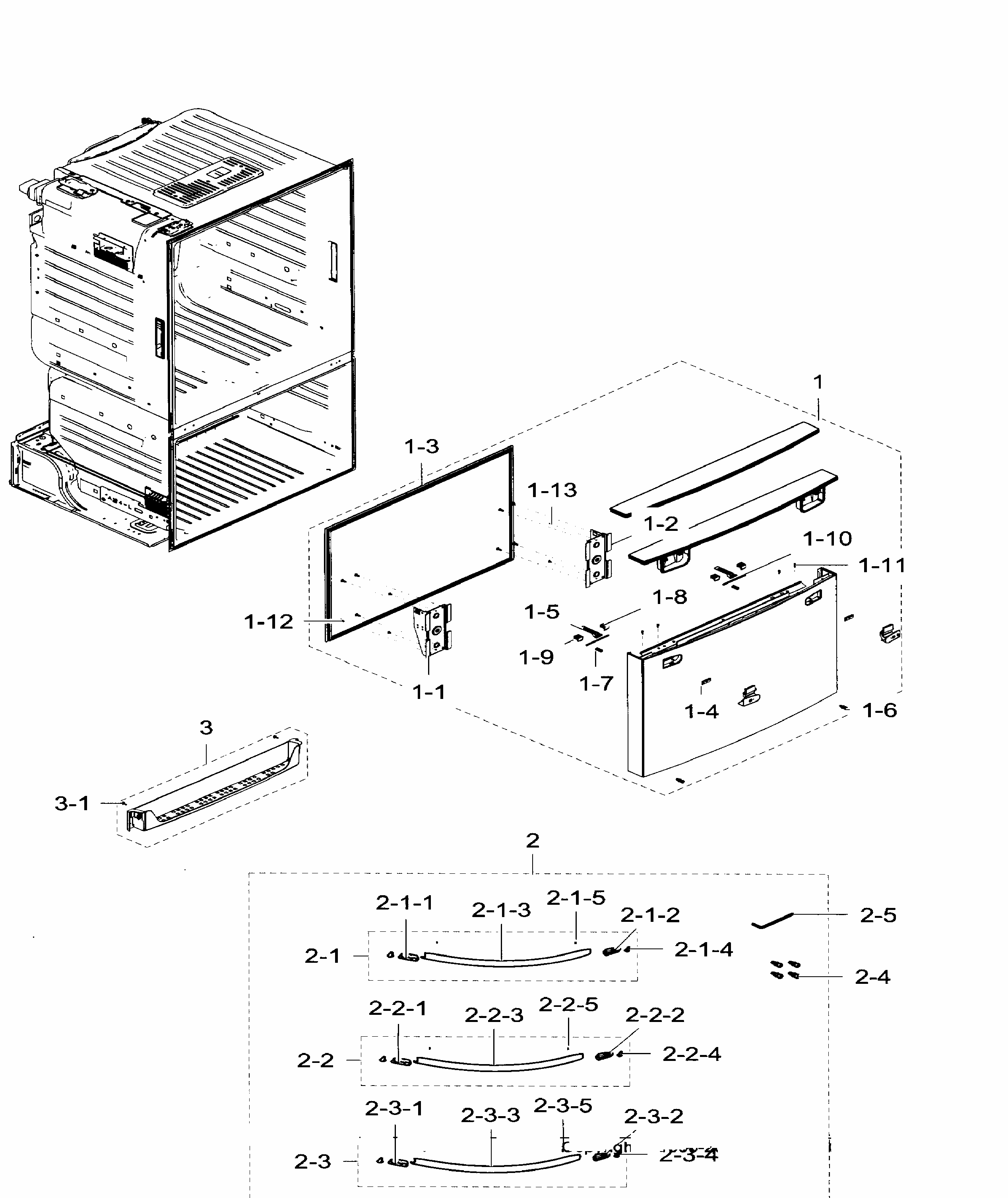 Freezer Door Diagram and Parts List for RF28HFEDTBC AA-0007 Samsung Refrigerator
