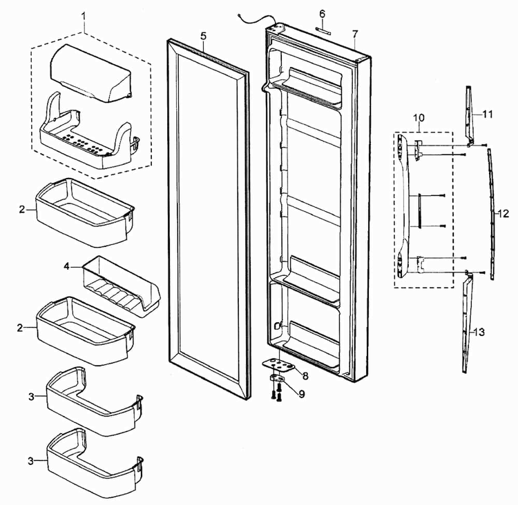 Right Door Diagram and Parts List for RS2630WW XAA Samsung Refrigerator