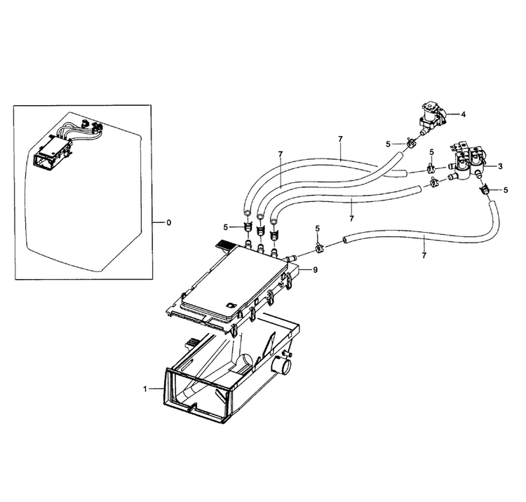 Drawer Housing Diagram and Parts List for WF435ATGJRA A1-0001 Samsung Washer