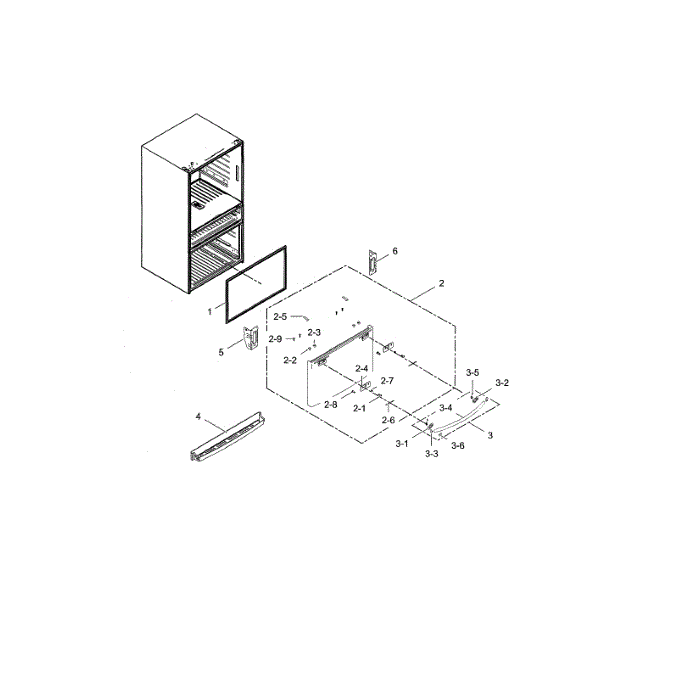 Freezer Door Diagram and Parts List for RF28HMEDBSG AA-01 Samsung Refrigerator