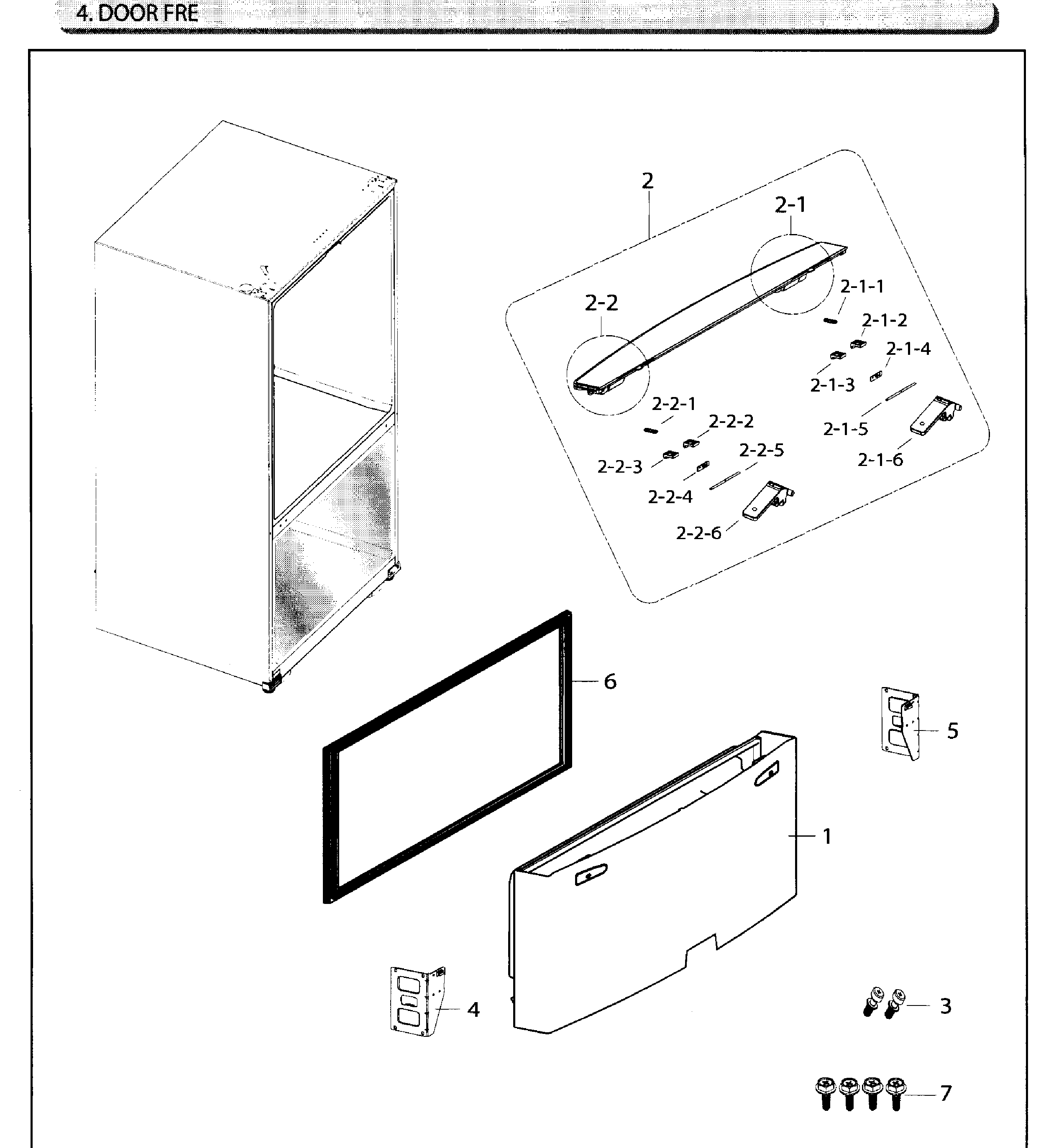 Freezer Door Diagram and Parts List for RF26HFENDWW AA-0001 Samsung Refrigerator