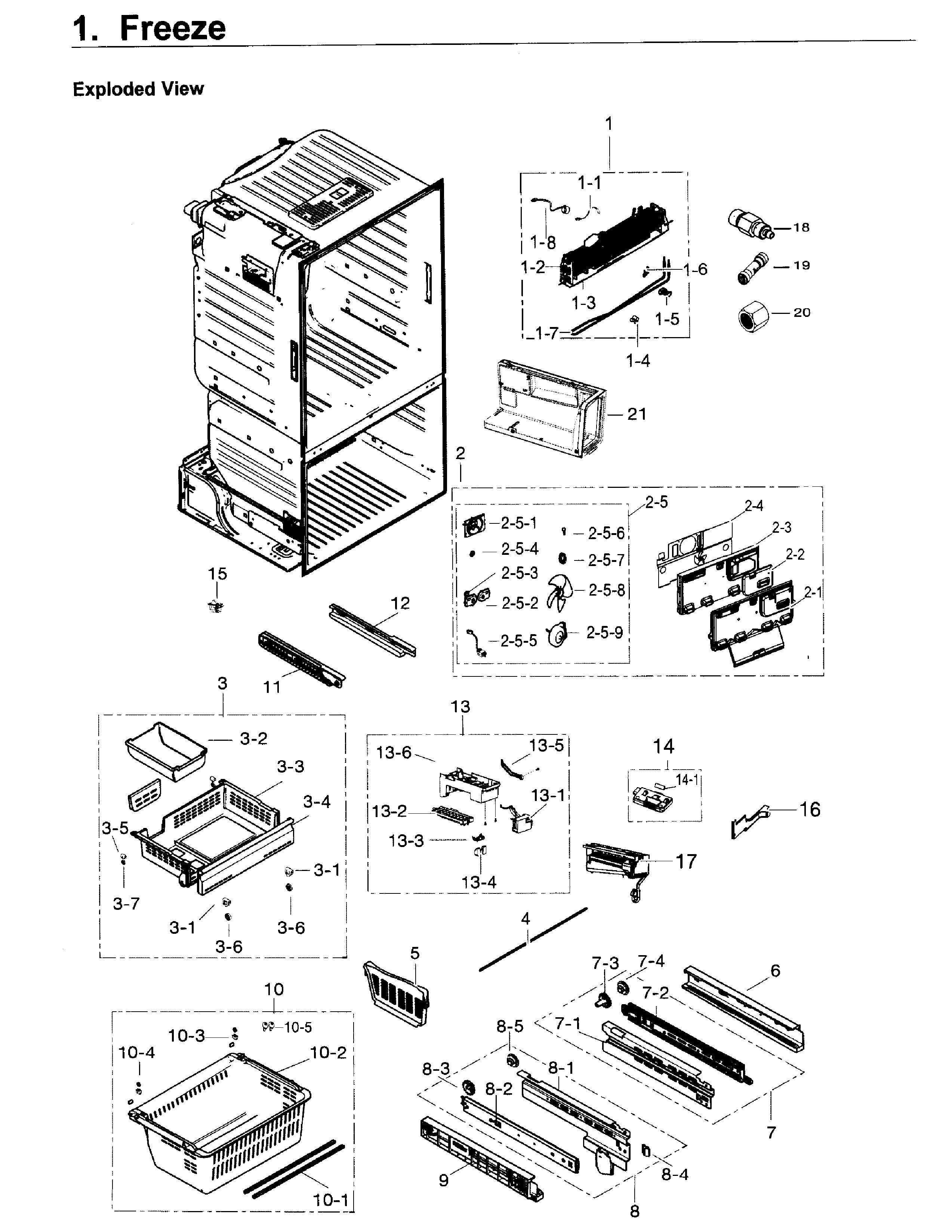 Freezer Diagram and Parts List for RF263TEAEWW AA-0003 Samsung Refrigerator
