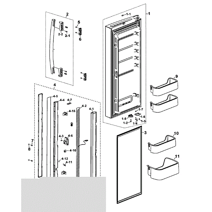 Left Door Diagram and Parts List for RF197ACPN XAA-00 Samsung Refrigerator