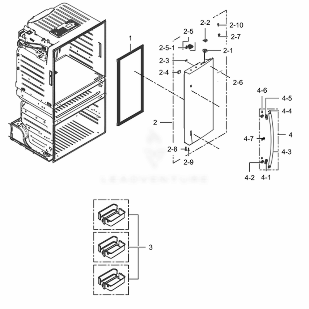 Refrigerator-Door-R Diagram and Parts List for RF28HMEDBSR (AA)(0014) Samsung Refrigerator