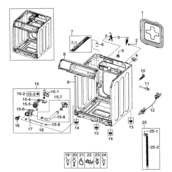 Cabinet Diagram and Parts List for WF218ANB XAA-00 Samsung Washer
