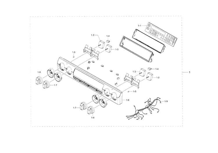 Control Panel Diagram and Parts List for NE58F9500SS AA-0001 Samsung Range