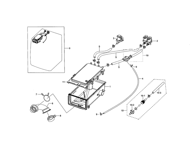 Housing Drawer Diagram and Parts List for WF210ANW XAA-0003 Samsung Washer