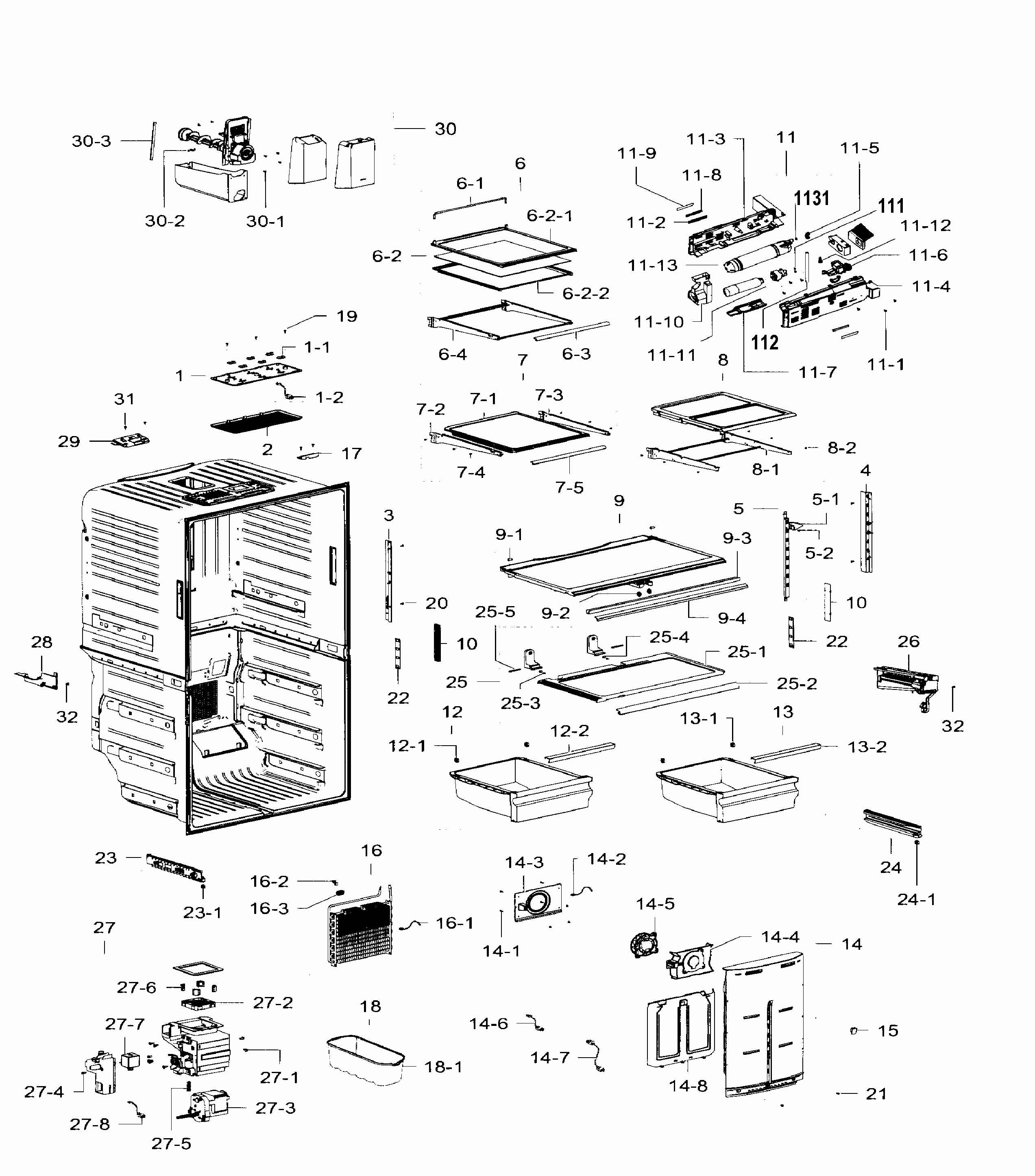 Fridge Diagram and Parts List for RF32FMQDBSR AA-0007 Samsung Refrigerator