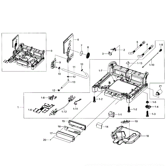 Base Assembly Diagram and Parts List for DW7933LRASR AA-01 Samsung Dishwasher
