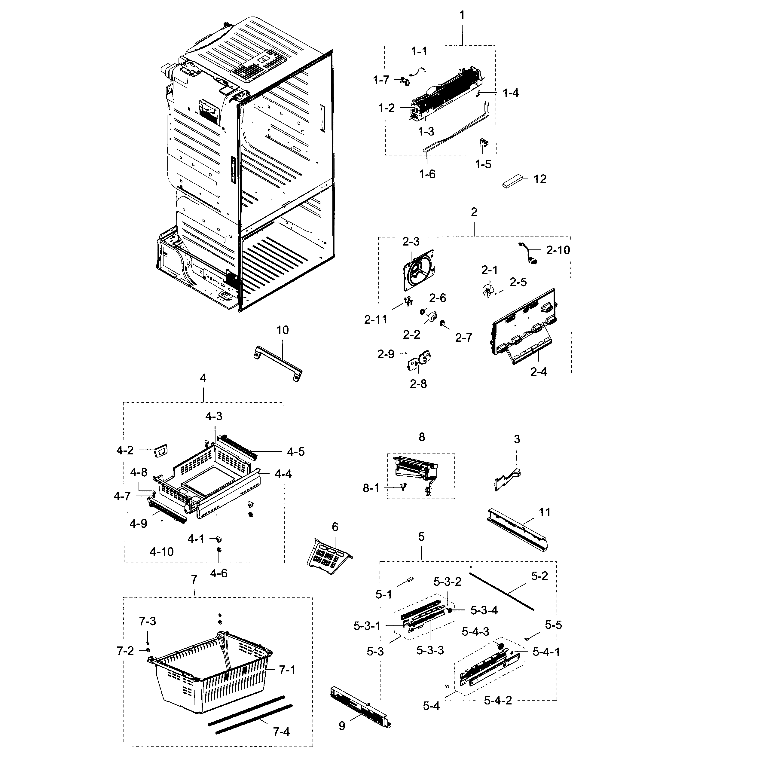 Freezer Diagram and Parts List for RF28HDEDBSR AA-0010 Samsung Refrigerator