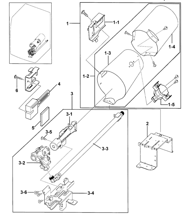 Heater Assy Diagram and Parts List for DV2C6BGW XAA-0000 Samsung Dryer