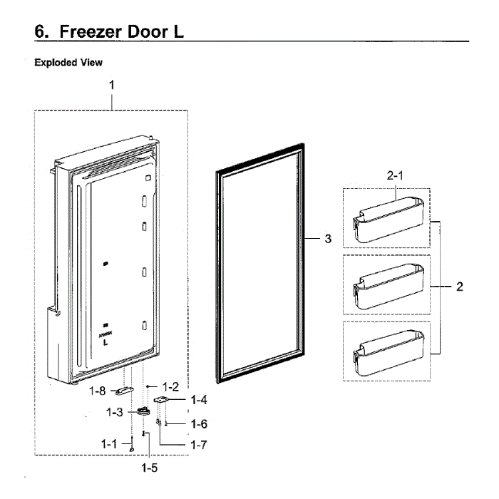 Freezer Door Lt Diagram and Parts List for RF28K9070SG AA-02 Samsung Refrigerator