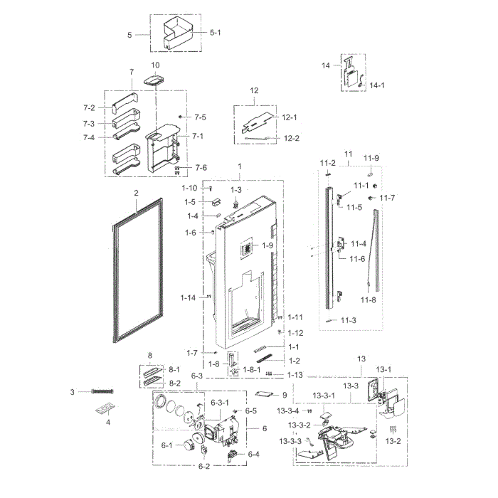 Fridge Door L Diagram and Parts List for RF34H9950S4 (AA)(0002) Samsung Refrigerator