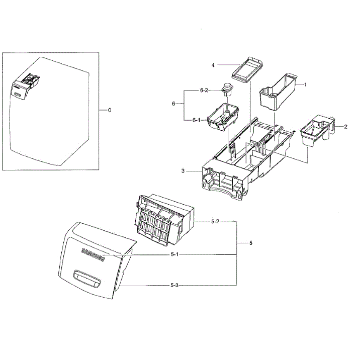 Drawer Diagram and Parts List for WF42H5000AW A2-01 Samsung Washer