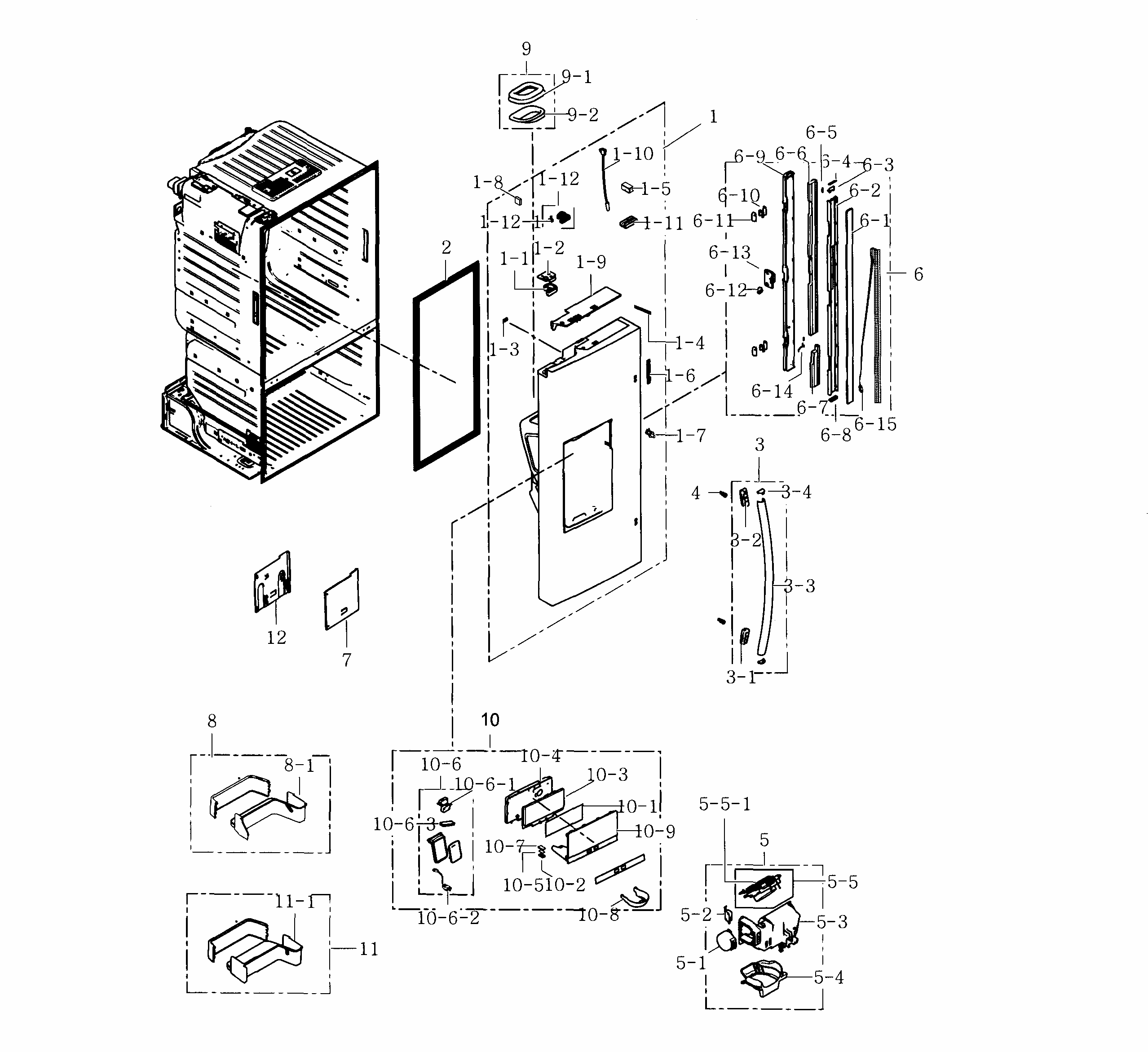 Frdige Door L Diagram and Parts List for RF23HTEDBSR AA-0002 Samsung Refrigerator