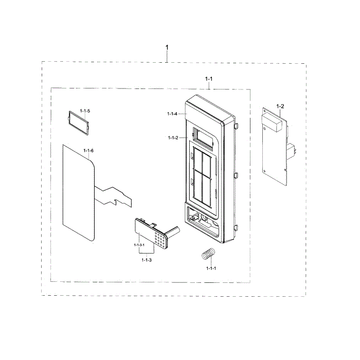 Control Panel Diagram and Parts List for MG11H2020CT AA-00 Samsung Microwave