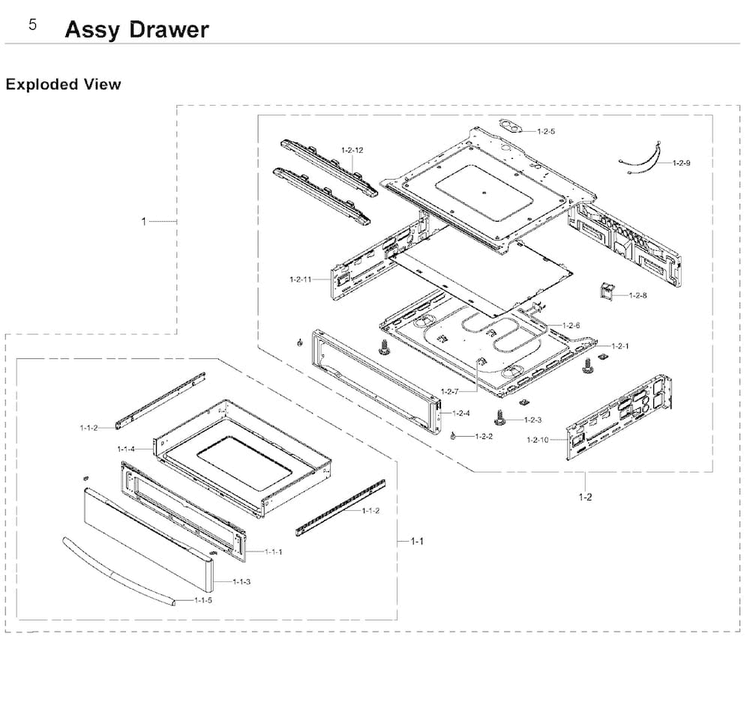 Drawer Diagram and Parts List for NE58F9710WS AA-0003 Samsung Range