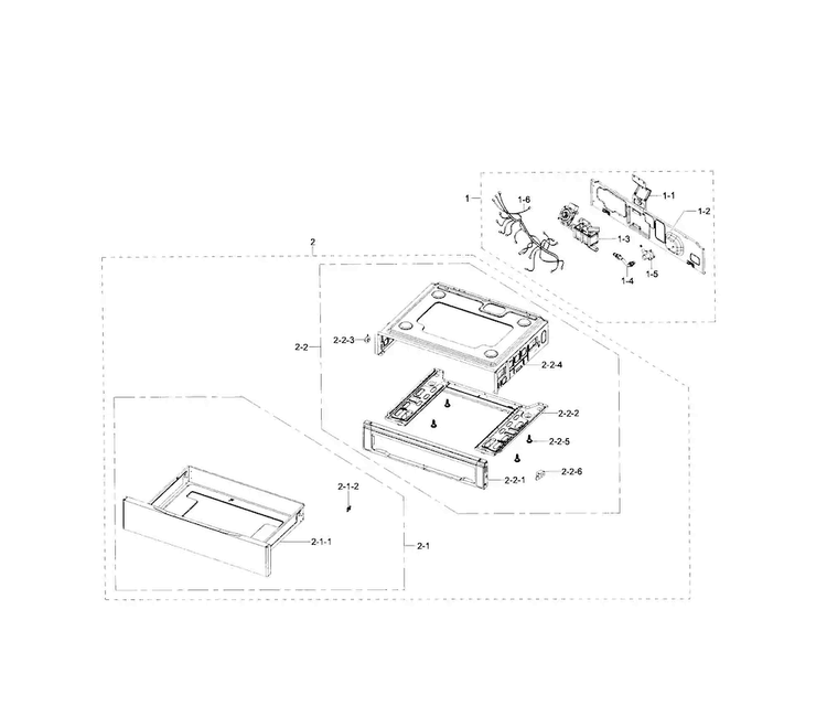 Drawer Diagram and Parts List for NX58H5600SS AA-0000 Samsung Range